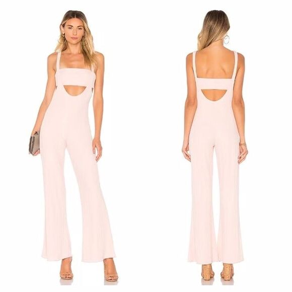 House of Harlow 1960 x REVOLVE Blush Pink Wide Leg Jumpsuit Womens Size M - Picture 1 of 11